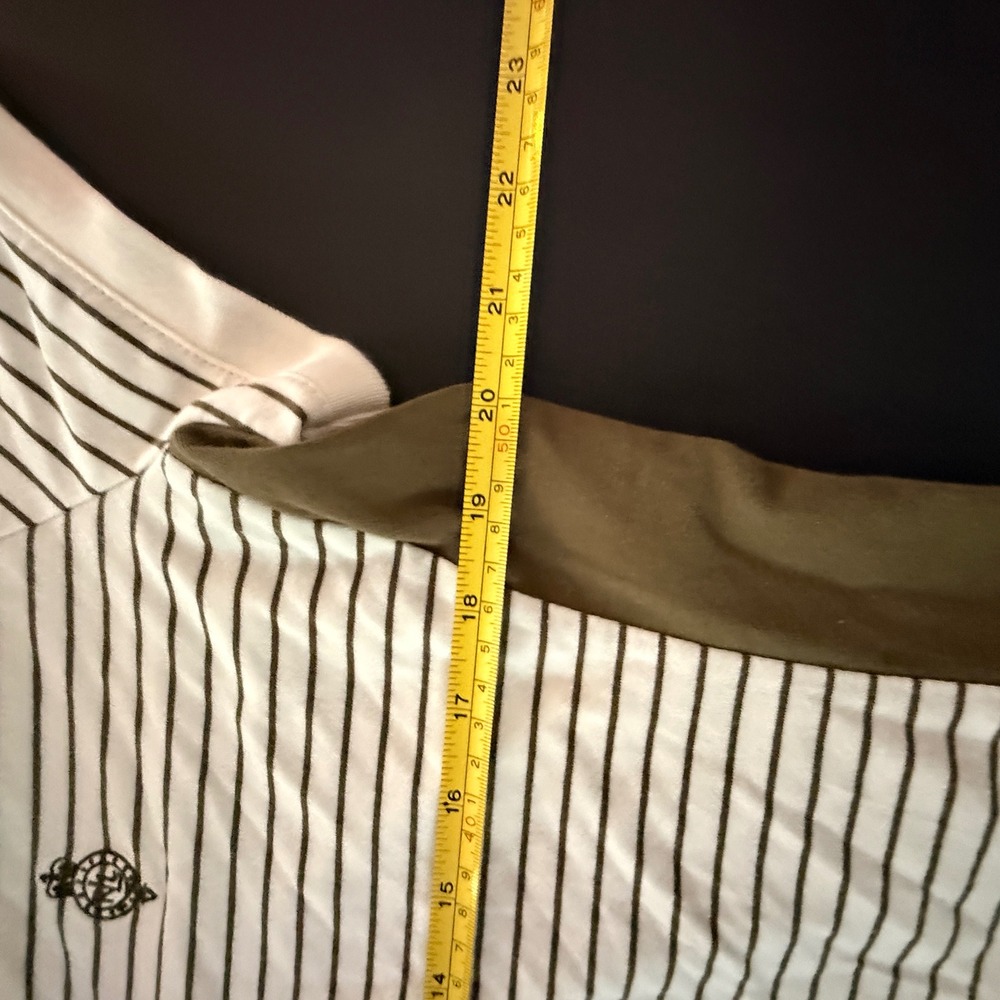 Lauren Active Ralph Lauren Womens XL Green White Striped V-Neck Polo Shirt - Picture 6 of 9